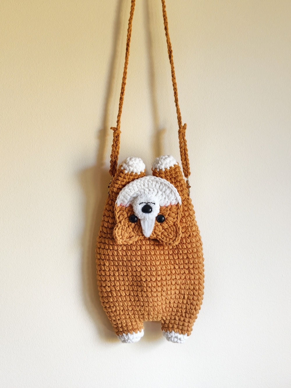Handmade crochet Corgi bag, Boho crossbody bag, cellphone bag